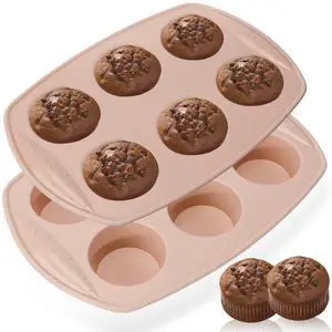 6-Cavity Silicone Muffin Pan, Circular Shape Non-Stick Baking Mold for Cupcakes, Egg Tarts, Fruit Pies, Brownies, Oven & Dishwasher Safe (-104°F to +446°F), BPA-Free Flexible Bakeware - Nordic pink 6-Cavity Silicone Muffin Pan, Circular Shape Non-Stick Baking Mold for Cupcakes, Egg Tarts, Fruit Pies, Brownies, Oven & Dishwasher Safe (-104°F to +446°F), BPA-Free Flexible Bakeware - Nordic pink