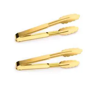 2-Pack 9 Inch Gold Serving Tongs Barbecue Food Tongs Buffet Tongs Non-slip & Easy Grip Stainless Steel Gold Kitchen Cooking Tongs, Salad, Bread, Ice, Frying,Grilling,Pastry,Oven 2-Pack 9 Inch Gold Serving Tongs Barbecue Food Tongs Buffet Tongs Non-slip & Easy Grip Stainless Steel Gold Kitchen Cooking Tongs, Salad, Bread, Ice, Frying,Grilling,Pastry,Oven