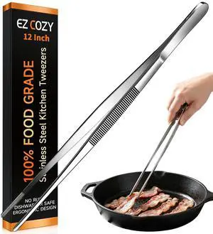 Kitchen Tweezers 1PC Cooking Tongs, Stainless Steel Food-Grade 12" Long Tweezers, Professional Heat Resistant Kitchen Utensils for Chef, Baking, Salad, Dishwasher Safe & Anti-Slip Grip Kitchen Tools Kitchen Tweezers 1PC Cooking Tongs, Stainless Steel Food-Grade 12" Long Tweezers, Professional Heat Resistant Kitchen Utensils for Chef, Baking, Salad, Dishwasher Safe & Anti-Slip Grip Kitchen Tools