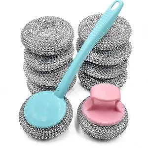 10 Pack Stainless Steel Sponges, Scrubbing Scouring Pad, Steel Wool Scrubber for Kitchens, Bathroom and More 10 Pack Stainless Steel Sponges, Scrubbing Scouring Pad, Steel Wool Scrubber for Kitchens, Bathroom and More