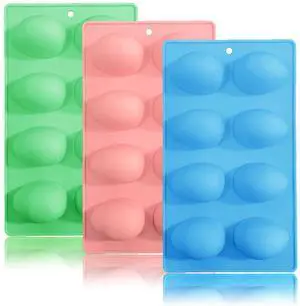 3 Pack 3D Easter Egg Silicone Molds, 8 Cavity Egg Shape Non-stick Baking Molds Tray DIY Baking Tool for Easter Chocolate Cake Dessert Muffin Mousse Pastry Handmade Soap Crayons 3 Pack 3D Easter Egg Silicone Molds, 8 Cavity Egg Shape Non-stick Baking Molds Tray DIY Baking Tool for Easter Chocolate Cake Dessert Muffin Mousse Pastry Handmade Soap Crayons