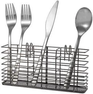 Stainless Steel Utensil Drying Rack and Cutlery Organizer With Hooks - Removable Silverware Holder, Black Stainless Steel Utensil Drying Rack and Cutlery Organizer With Hooks - Removable Silverware Holder, Black