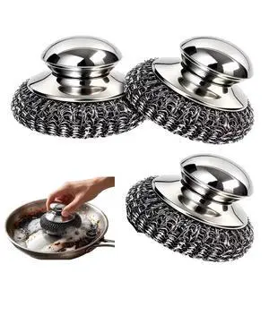 3Pcs Steel Wool Scrubber with Handle, Stainless Scrubber Steel Wool Cleaning Tools for Cleaning Tableware, Kitchen Pots, Pans and Sinks 3Pcs Steel Wool Scrubber with Handle, Stainless Scrubber Steel Wool Cleaning Tools for Cleaning Tableware, Kitchen Pots, Pans and Sinks