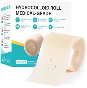 Hydrocolloid Wound Care Roll, Waterproof 2in x 16.5ft, Extra Large Cut-to-Size Self-Adhesive Bandages for Blister, Scar, Pimple, First Aid Essential Hydrocolloid Wound Care Roll, Waterproof 2in x 16.5ft, Extra Large Cut-to-Size Self-Adhesive Bandages for Blister, Scar, Pimple, First Aid Essential