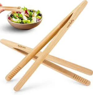 2-Pack Classic 8.7 Bamboo Toast Tongs Natural Wooden Tongs for Toaster,Tongs for Cooking,Oven, Air Fryer, Pickles, Snacks Heat-Resistant, Food Safe by Laboos 2-Pack Classic 8.7 Bamboo Toast Tongs Natural Wooden Tongs for Toaster,Tongs for Cooking,Oven, Air Fryer, Pickles, Snacks Heat-Resistant, Food Safe by Laboos