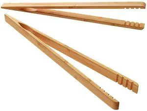 2 Pieces Bamboo Toast Tongs, 10.2 Inches Long Wood Toaster Tongs with Anti-slip Design, Tongs for Cooking with Cooking Oil Coating 2 Pieces Bamboo Toast Tongs, 10.2 Inches Long Wood Toaster Tongs with Anti-slip Design, Tongs for Cooking with Cooking Oil Coating