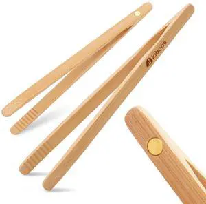 Magnetic Classic Bamboo Toast Tongs - Wood Cooking Tong,Ideal for Toaster,Fruits, Bread & Pickles, Kitchen Utensil for Cheese Bacon Muffin,Small Mini Tongs For Cooking - 8" Long | Set of 2 Magnetic Classic Bamboo Toast Tongs - Wood Cooking Tong,Ideal for Toaster,Fruits, Bread & Pickles, Kitchen Utensil for Cheese Bacon Muffin,Small Mini Tongs For Cooking - 8" Long | Set of 2