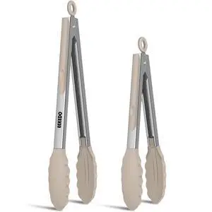 Cooking Tongs with Silicone Tips, 600°F Heat-Resistant, 9" & 12" Cooking Tongs with Silicone Tips, 600°F Heat-Resistant, 9" & 12"