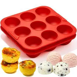 2 Pack Silicone Egg Bite Molds Silicone 9-Cavity Silicone Muffin Pans for Baking, Non-Stick Air Fryer Baking Pan for Egg Bites, Cupcake, Tart, Frittata, Quiche, Muffins, Cornbread (Red, 9-Cavity) 2 Pack Silicone Egg Bite Molds Silicone 9-Cavity Silicone Muffin Pans for Baking, Non-Stick Air Fryer Baking Pan for Egg Bites, Cupcake, Tart, Frittata, Quiche, Muffins, Cornbread (Red, 9-Cavity)