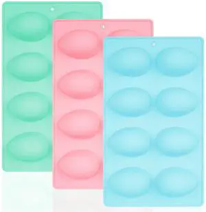 8 Cavity Silicone Egg Molds Set of 2 for Easter Silicone Egg Pan Baking Supplies for Cake Decorating Chocolate Candy (3, Pink, Green and Blue) 8 Cavity Silicone Egg Molds Set of 2 for Easter Silicone Egg Pan Baking Supplies for Cake Decorating Chocolate Candy (3, Pink, Green and Blue)