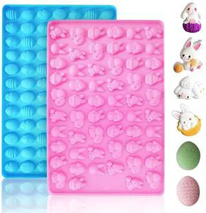 2 PCS Easter Silicone Molds,58 Cavity Easter Egg Mold &83 Cavity Rabbit Bunny Mini Silicone Mold for Easter Party Baking Gummy, Candy, Chocolate, Cookie, Jelly,Pet Dog Treats Mold 2 PCS Easter Silicone Molds,58 Cavity Easter Egg Mold &83 Cavity Rabbit Bunny Mini Silicone Mold for Easter Party Baking Gummy, Candy, Chocolate, Cookie, Jelly,Pet Dog Treats Mold