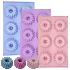LGQUK Jello Molds 3pcs Silicone Fluted Tube Cake Pans, 6-Cavity Non Stick Silicone Baking Molds for Cupcake, Donuts,Muffin, Cornbread, Brownie, Jellies (Purple+Blue+Pink, Fluted Tube) LGQUK Jello Molds 3pcs Silicone Fluted Tube Cake Pans, 6-Cavity Non Stick Silicone Baking Molds for Cupcake, Donuts,Muffin, Cornbread, Brownie, Jellies (Purple+Blue+Pink, Fluted Tube)