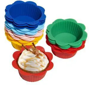 24 Pcs Silicone Muffin Liners with Tabs, Reusable Cupcake Liners for Steel Muffin Pan, Non-Stick Baking Cups (24Pcs-6Colors) 24 Pcs Silicone Muffin Liners with Tabs, Reusable Cupcake Liners for Steel Muffin Pan, Non-Stick Baking Cups (24Pcs-6Colors)