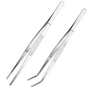 Kitchen Long Tweezers Set, LEEFONE 2 PCS 12 Inch Stainless Steel Food Tweezers with Precision Serrated Tips for Cooking & Baking (Straight + Curved) Kitchen Long Tweezers Set, LEEFONE 2 PCS 12 Inch Stainless Steel Food Tweezers with Precision Serrated Tips for Cooking & Baking (Straight + Curved)