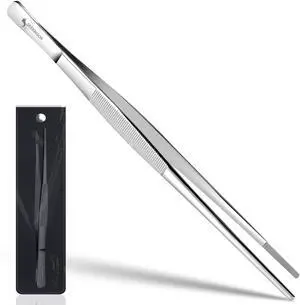 12-Inch Stainless Steel Kitchen Tweezers Precision Serrated BBQ Tongs for Cooking, Grilling, Plating & Food Handling, Long Professional Chef Tweezer Tool 12-Inch Stainless Steel Kitchen Tweezers Precision Serrated BBQ Tongs for Cooking, Grilling, Plating & Food Handling, Long Professional Chef Tweezer Tool