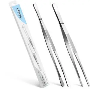2 Pcs 12-inch Stainless Steel Kitchen Utensils, Cooking Tongs, Kitchen Tweezers for Cooking, Camping Cooking Essentials 2 Pcs 12-inch Stainless Steel Kitchen Utensils, Cooking Tongs, Kitchen Tweezers for Cooking, Camping Cooking Essentials