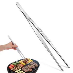 11.8 Inch Kitchen Tweezers, Stainless Steel Pasta Tweezers Cooking Long Tweezer Tongs for Serving, Grill, BBQ & Kitchen Use (Silver) 11.8 Inch Kitchen Tweezers, Stainless Steel Pasta Tweezers Cooking Long Tweezer Tongs for Serving, Grill, BBQ & Kitchen Use (Silver)