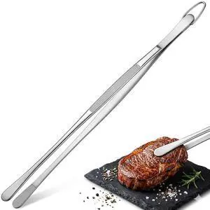 12 Inch Kitchen Tweezers, Stainless Steel Cooking Tweezer Tongs with Hook 12 Inch Kitchen Tweezers, Stainless Steel Cooking Tweezer Tongs with Hook
