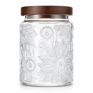 23.7 fl oz Vintage Glass Jar with Wooden Lid, Airtight Decorative Food Storage Canisters for Kitchen Counter & Pantry, Ideal for Candy, Sugar, Coffee,salt, Tea, Cereal, Flour, Oats 23.7 fl oz Vintage Glass Jar with Wooden Lid, Airtight Decorative Food Storage Canisters for Kitchen Counter & Pantry, Ideal for Candy, Sugar, Coffee,salt, Tea, Cereal, Flour, Oats