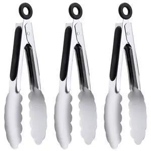 7-Inch Stainless Steel Kitchen Tongs Set, for Cooking Serving (7", 3PCS) 7-Inch Stainless Steel Kitchen Tongs Set, for Cooking Serving (7", 3PCS)