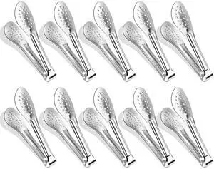 10PCS 5 Inch mini tongs Serving Tongs Small Kitchen Tongs Silver 10PCS 5 Inch mini tongs Serving Tongs Small Kitchen Tongs Silver