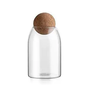 Candy Jar Candy Container Round Cylindrical Glass Body with Spherical Cork Lid 800ml 27oz Candy Jar Candy Container Round Cylindrical Glass Body with Spherical Cork Lid 800ml 27oz