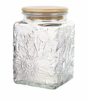 Storageasy Vintage Glass Jar, 25.3 FL OZ Food Storage Container, Square Glass Jar with Lid, Decorative Jar for Home Kitchen Coffee, Tea, Candy, Sugar Jar (Square Sunflower) Storageasy Vintage Glass Jar, 25.3 FL OZ Food Storage Container, Square Glass Jar with Lid, Decorative Jar for Home Kitchen Coffee, Tea, Candy, Sugar Jar (Square Sunflower)