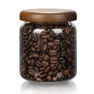 1 PC Small Glass Storage Jars with Airtight Lids, 14 FL OZ (420ml) coffee container with Wooden Lid, Glass Pantry Canister for Beans, Rice, Sugar and etc 1 PC Small Glass Storage Jars with Airtight Lids, 14 FL OZ (420ml) coffee container with Wooden Lid, Glass Pantry Canister for Beans, Rice, Sugar and etc