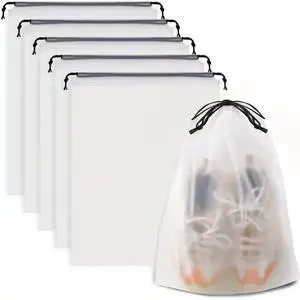5PCS Portable Shoe Drawstring Storage Bag for Sundries Travel, Makeup Bag, Waterproof Transparent Plastic Storage Bag 5PCS Portable Shoe Drawstring Storage Bag for Sundries Travel, Makeup Bag, Waterproof Transparent Plastic Storage Bag