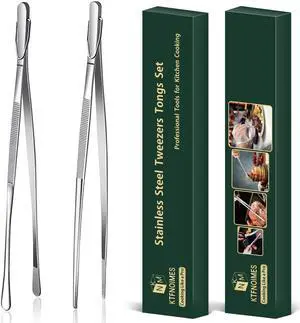 2 Pcs 12-Inch Cooking Tweezers Fine Tweezer Tongs, Extra-Long Stainless Steel Kitchen Tweezers, for Grilling, Serving, and Food Preparation,Silver 2 Pcs 12-Inch Cooking Tweezers Fine Tweezer Tongs, Extra-Long Stainless Steel Kitchen Tweezers, for Grilling, Serving, and Food Preparation,Silver