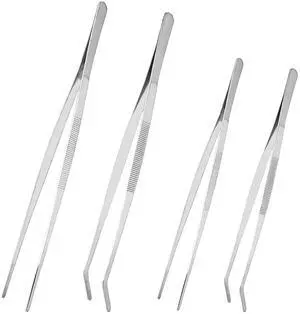 4 Pcs Kitchen Tweezers Fine Cooking Tongs 10 Inch & 12 Inch Stainless Steel Precision Serrated Tongs with Straight & Curved Round Tips for Cooking Serving & Barbecue 4 Pcs Kitchen Tweezers Fine Cooking Tongs 10 Inch & 12 Inch Stainless Steel Precision Serrated Tongs with Straight & Curved Round Tips for Cooking Serving & Barbecue