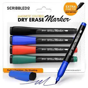 Colored Dry Erase Markers Extra Fine Tip 4 Pack Low Odor Whiteboard Markers with Eraser & Magnetic Cap, Assorted Colors Thin Skinney for Teacher Classroom Office White Board Marker Colored Dry Erase Markers Extra Fine Tip 4 Pack Low Odor Whiteboard Markers with Eraser & Magnetic Cap, Assorted Colors Thin Skinney for Teacher Classroom Office White Board Marker