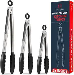 12, 9 & 7 Inch Locking Silicone Tongs for Cooking, Set of 3 12, 9 & 7 Inch Locking Silicone Tongs for Cooking, Set of 3
