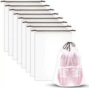 8 Pack Waterproof Travel Drawstring Shoe Bags, Transparent Portable Shoe Storage for Packing Travel Essentials for Men & Women(15.7" x 11.8") 8 Pack Waterproof Travel Drawstring Shoe Bags, Transparent Portable Shoe Storage for Packing Travel Essentials for Men & Women(15.7" x 11.8")