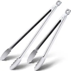12" & 17 Inch Extra Long Metal Tongs, Grilling Tongs, Stainless Steel Tongs 12" & 17 Inch Extra Long Metal Tongs, Grilling Tongs, Stainless Steel Tongs