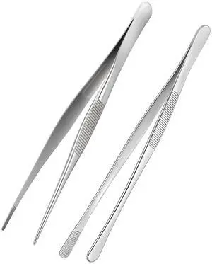 12-inch Stainless Steel Cooking Tongs & Tweezers, Non-Slip Grip & Serrated Tips for Grilling, Baking, Garnishing, BBQ, Kitchen & Craft Use (Straight Tip & Round Tip) 12-inch Stainless Steel Cooking Tongs & Tweezers, Non-Slip Grip & Serrated Tips for Grilling, Baking, Garnishing, BBQ, Kitchen & Craft Use (Straight Tip & Round Tip)