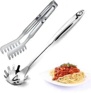 Spaghetti Spoon and Spaghetti Tong 2-Piece Set, 13-Inch Non-Stick Spaghetti Fork and 11.4-Inch Kitchen Tong, Easy Storage and Cleanup, Ergonomic Design, Stainless Steel Spaghetti Spoon and Spaghetti Tong 2-Piece Set, 13-Inch Non-Stick Spaghetti Fork and 11.4-Inch Kitchen Tong, Easy Storage and Cleanup, Ergonomic Design, Stainless Steel