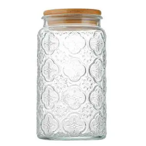 Glass Jar with Airtight Bamboo Lid, 35oz Vintage Glass Kitchen Storage Counter Sealed Jar, Decorative Glass Food Storage Containers for Candy, Flour, Oats, Coffee Bean(Begonia Flowers) Glass Jar with Airtight Bamboo Lid, 35oz Vintage Glass Kitchen Storage Counter Sealed Jar, Decorative Glass Food Storage Containers for Candy, Flour, Oats, Coffee Bean(Begonia Flowers)