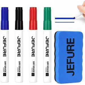 4 Count Dry Erase Markers, Chisel Tip, Low Odor, with Magnetic Eraser 4 Count Dry Erase Markers, Chisel Tip, Low Odor, with Magnetic Eraser