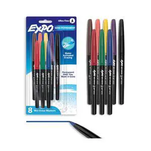 Vis-a-Vis Wet Erase Markers, Semi-Permanent, Assorted Colors, Ultra Fine Tip, 8 Count - For Writing on Glass, Whiteboards, Mirrors, Calendar, Labeling, Organizing Vis-a-Vis Wet Erase Markers, Semi-Permanent, Assorted Colors, Ultra Fine Tip, 8 Count - For Writing on Glass, Whiteboards, Mirrors, Calendar, Labeling, Organizing