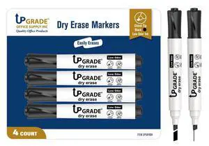 Upgrade Office Supply Dry Erase Markers, Black Low Odor Ink, Chisel Tip, 4 Count Upgrade Office Supply Dry Erase Markers, Black Low Odor Ink, Chisel Tip, 4 Count