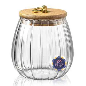 Glass Jars with Bamboo Lids, 23 FL OZ Glass Containers with Airtight Lids for Storage, Large Candy Jars for Coffee Nuts Cookie, Decorative Glass Canister, 780ml Oval Glass Jars with Bamboo Lids, 23 FL OZ Glass Containers with Airtight Lids for Storage, Large Candy Jars for Coffee Nuts Cookie, Decorative Glass Canister, 780ml Oval