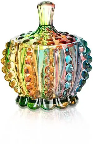 6 oz Colorful Embossed Glass Jars with Lid - Crystal Glass Candy Dishes - Iridescent Candy Jars Jewelry Box for Wedding, Party, Buffet Decorative 6 oz Colorful Embossed Glass Jars with Lid - Crystal Glass Candy Dishes - Iridescent Candy Jars Jewelry Box for Wedding, Party, Buffet Decorative