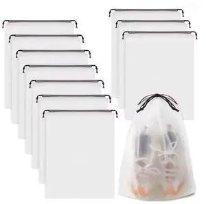 10 Pack Portable Drawstring Shoe Storage Bags, Waterproof Transparent Plastic Travel Organizer Bags for Shoes, Makeup, Clothing and Sundries 10 Pack Portable Drawstring Shoe Storage Bags, Waterproof Transparent Plastic Travel Organizer Bags for Shoes, Makeup, Clothing and Sundries
