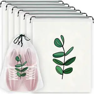 6PCS Clear Shoe Bags for Travel, Eucalyptus Leaf Pattern Travel Shoe Bags, Drawstring Shoe Travel Bags for Packing and Storage, Waterproof & Dustproof (15.7 x 11.8) 6PCS Clear Shoe Bags for Travel, Eucalyptus Leaf Pattern Travel Shoe Bags, Drawstring Shoe Travel Bags for Packing and Storage, Waterproof & Dustproof (15.7 x 11.8)