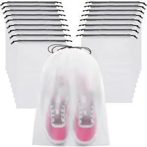 Shoe Bags for Travel, 20 Pcs, Transparent, Drawstring, Large Shoe Bags for Travel, 20 Pcs, Transparent, Drawstring, Large