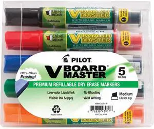 V Board Master Refillable Dry-Erase Markers, Medium Chisel Tip, Assorted Color Inks, 5 Count V Board Master Refillable Dry-Erase Markers, Medium Chisel Tip, Assorted Color Inks, 5 Count