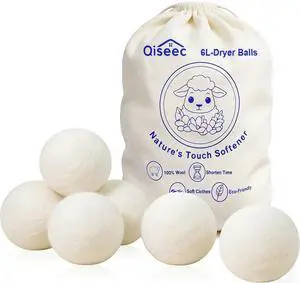 Wool Dryer Balls 6-Pack L - Natural Reusable Laundry Fabric Softener, Reduces Wrinkles & Drying Time, Hypoallergenic, Leaves Fabrics Naturally Soft and Fluffy Wool Dryer Balls 6-Pack L - Natural Reusable Laundry Fabric Softener, Reduces Wrinkles & Drying Time, Hypoallergenic, Leaves Fabrics Naturally Soft and Fluffy
