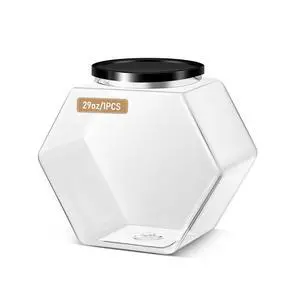 1 Piece Hexagonal Plastic Candy Jar with Lid Cookie Jar Clear Hexagonal Candy Containers for Snacks, Cookies, Dog Food, Craft and Sewing Supplies, Coffee Pod, Laundry Pod (29 oz) 1 Piece Hexagonal Plastic Candy Jar with Lid Cookie Jar Clear Hexagonal Candy Containers for Snacks, Cookies, Dog Food, Craft and Sewing Supplies, Coffee Pod, Laundry Pod (29 oz)