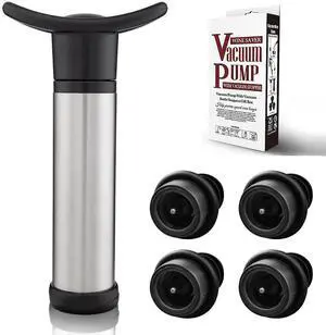 Wine Saver Vacuum Pump with 4 Wine Stoppers, Wine Bottle Stoppers with Food Grade Silicone Leak proof Keep Fresh Suitable for All Standard Wine Bottles Wine Saver Vacuum Pump with 4 Wine Stoppers, Wine Bottle Stoppers with Food Grade Silicone Leak proof Keep Fresh Suitable for All Standard Wine Bottles